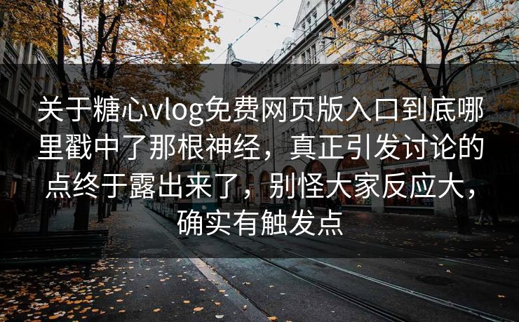 关于糖心vlog免费网页版入口到底哪里戳中了那根神经，真正引发讨论的点终于露出来了，别怪大家反应大，确实有触发点