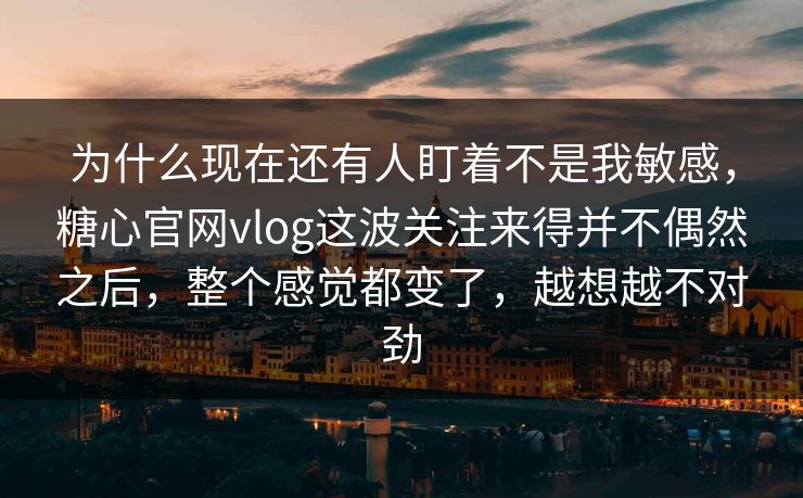 为什么现在还有人盯着不是我敏感，糖心官网vlog这波关注来得并不偶然之后，整个感觉都变了，越想越不对劲