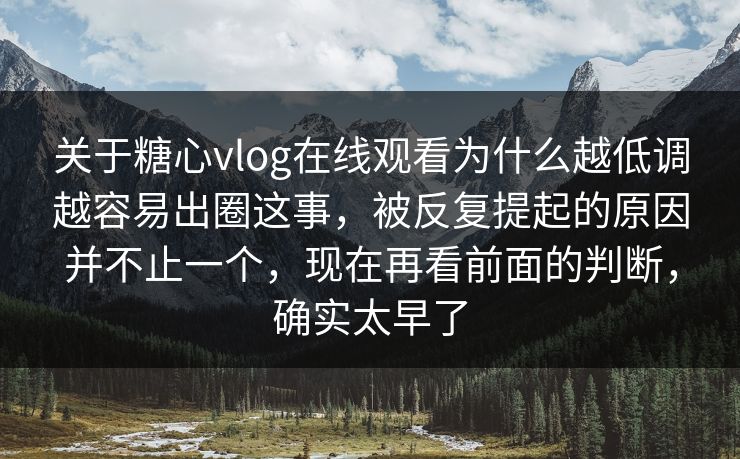关于糖心vlog在线观看为什么越低调越容易出圈这事，被反复提起的原因并不止一个，现在再看前面的判断，确实太早了