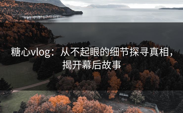 糖心vlog：从不起眼的细节探寻真相，揭开幕后故事