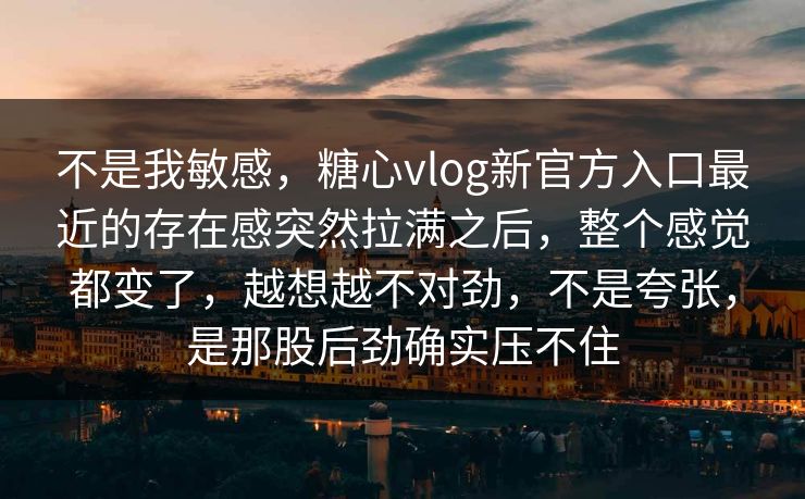 不是我敏感，糖心vlog新官方入口最近的存在感突然拉满之后，整个感觉都变了，越想越不对劲，不是夸张，是那股后劲确实压不住