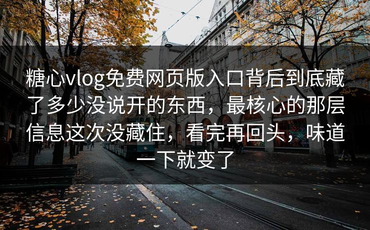 糖心vlog免费网页版入口背后到底藏了多少没说开的东西，最核心的那层信息这次没藏住，看完再回头，味道一下就变了