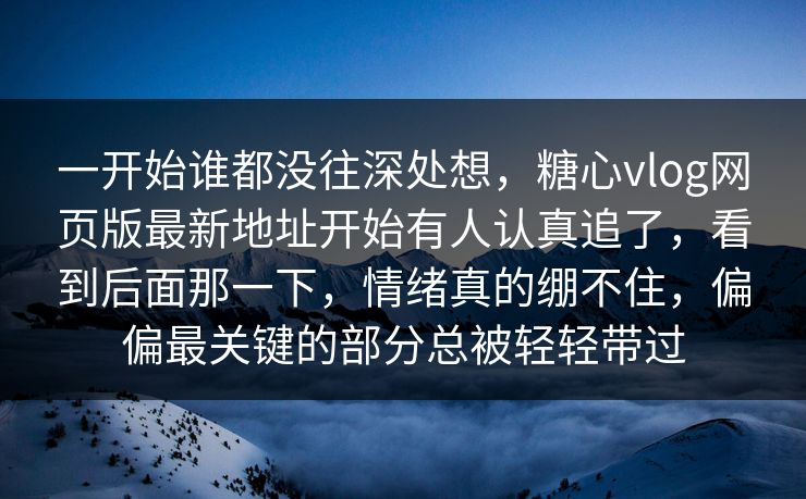 一开始谁都没往深处想，糖心vlog网页版最新地址开始有人认真追了，看到后面那一下，情绪真的绷不住，偏偏最关键的部分总被轻轻带过