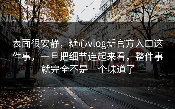 表面很安静，糖心vlog新官方入口这件事，一旦把细节连起来看，整件事就完全不是一个味道了