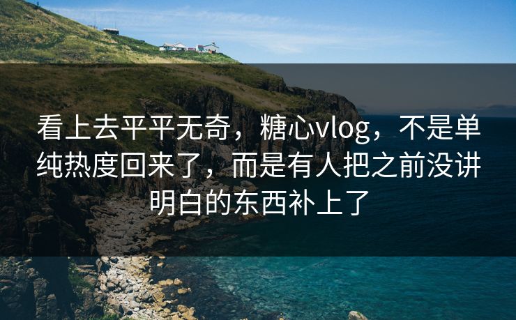 看上去平平无奇，糖心vlog，不是单纯热度回来了，而是有人把之前没讲明白的东西补上了