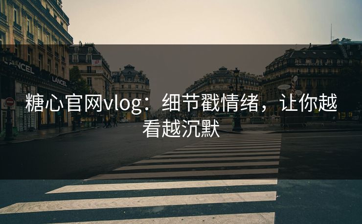 糖心官网vlog：细节戳情绪，让你越看越沉默