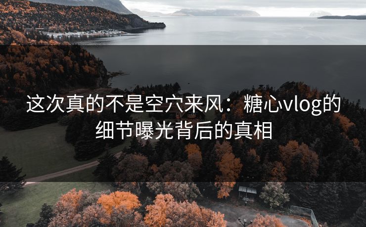 这次真的不是空穴来风:糖心vlog的细节曝光背后的真相 这次真的不是空穴来风:糖心vlog的细节曝光背后的真相